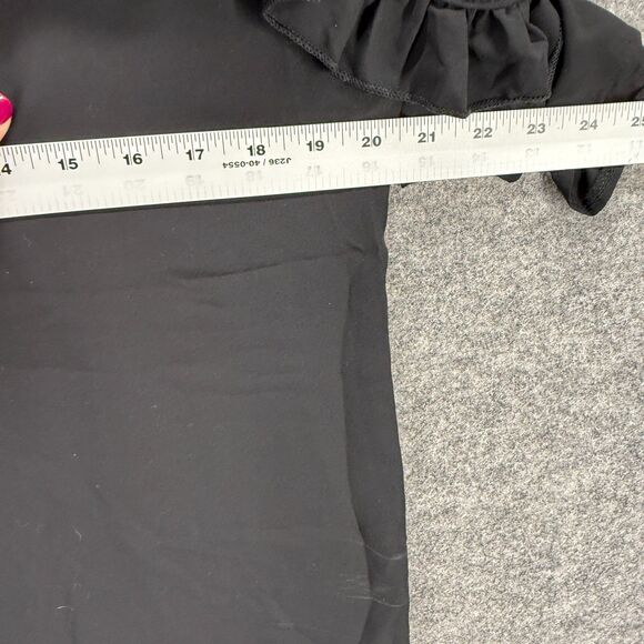 Route 3 Blouse Women L Large Black Floral Cold Shoulder Short Sleeve Wide Strap - Picture 4 of 6